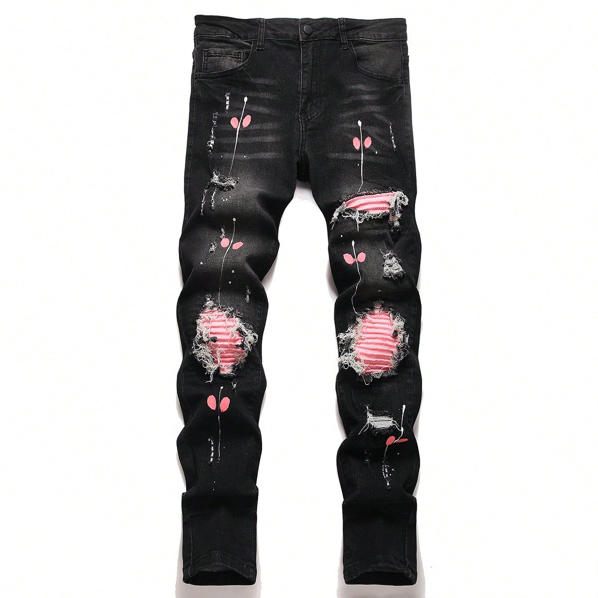 High Stretch Men's Ripped Deni - Embroidery On Jeans ulasan dan harga