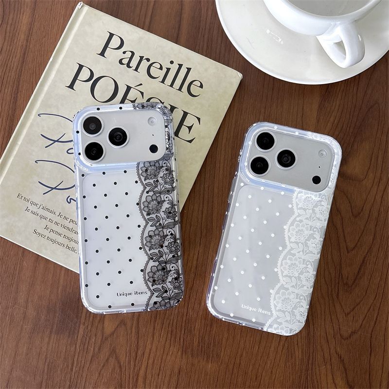 Ins Polka Dots Lace White Blac - Embroidery White ulasan dan harga