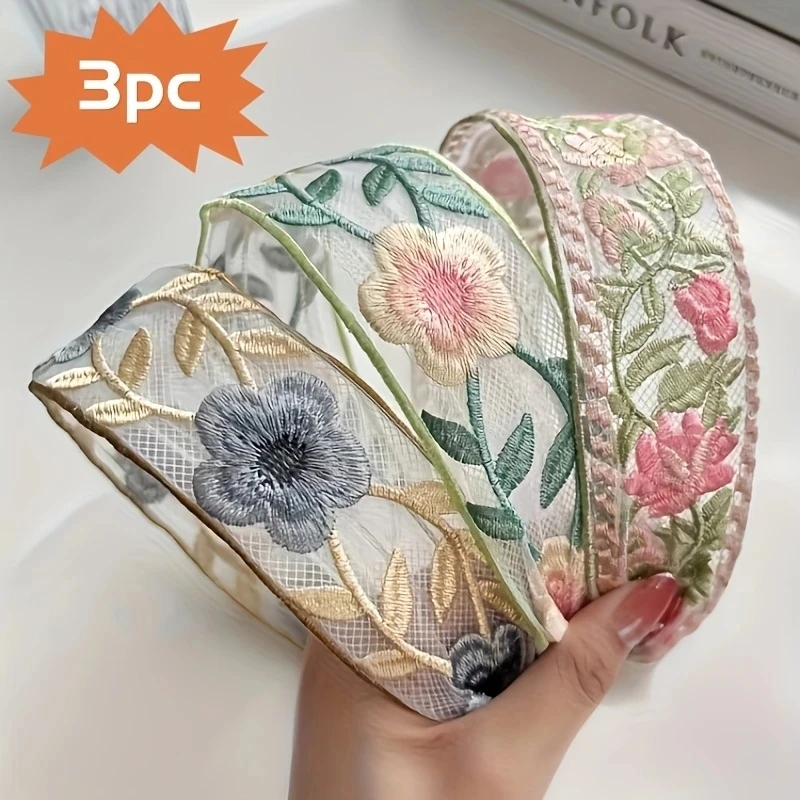 1/3pcs Elegant Chiffon Embroid - Embroidery Hoop ulasan dan harga