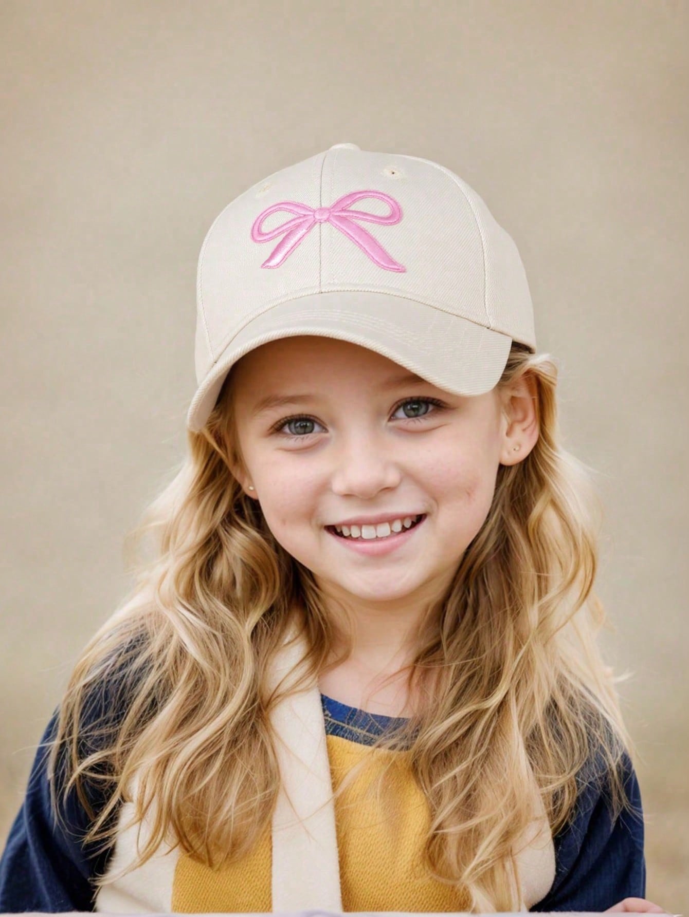 1Pc 3-8Y Girls Embroidery Bow  - Embroidery Cap ulasan dan harga