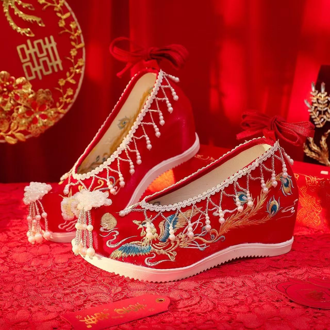 Women New Red Embroidered Wedd - Embroidery Red ulasan dan harga
