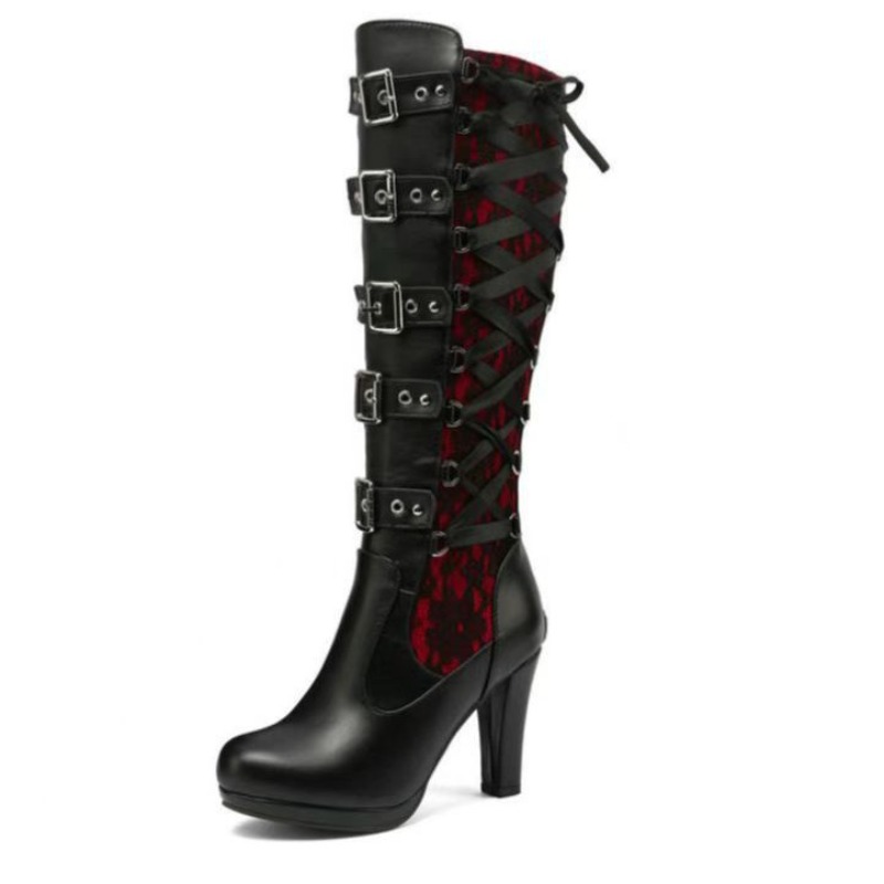 Punk Gothic Style Women's Knee - Embroidery Cotton ulasan dan harga