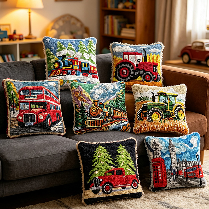 Vintage Hook Pillow Kit Steam  - Printed Embroidery Kit ulasan dan harga