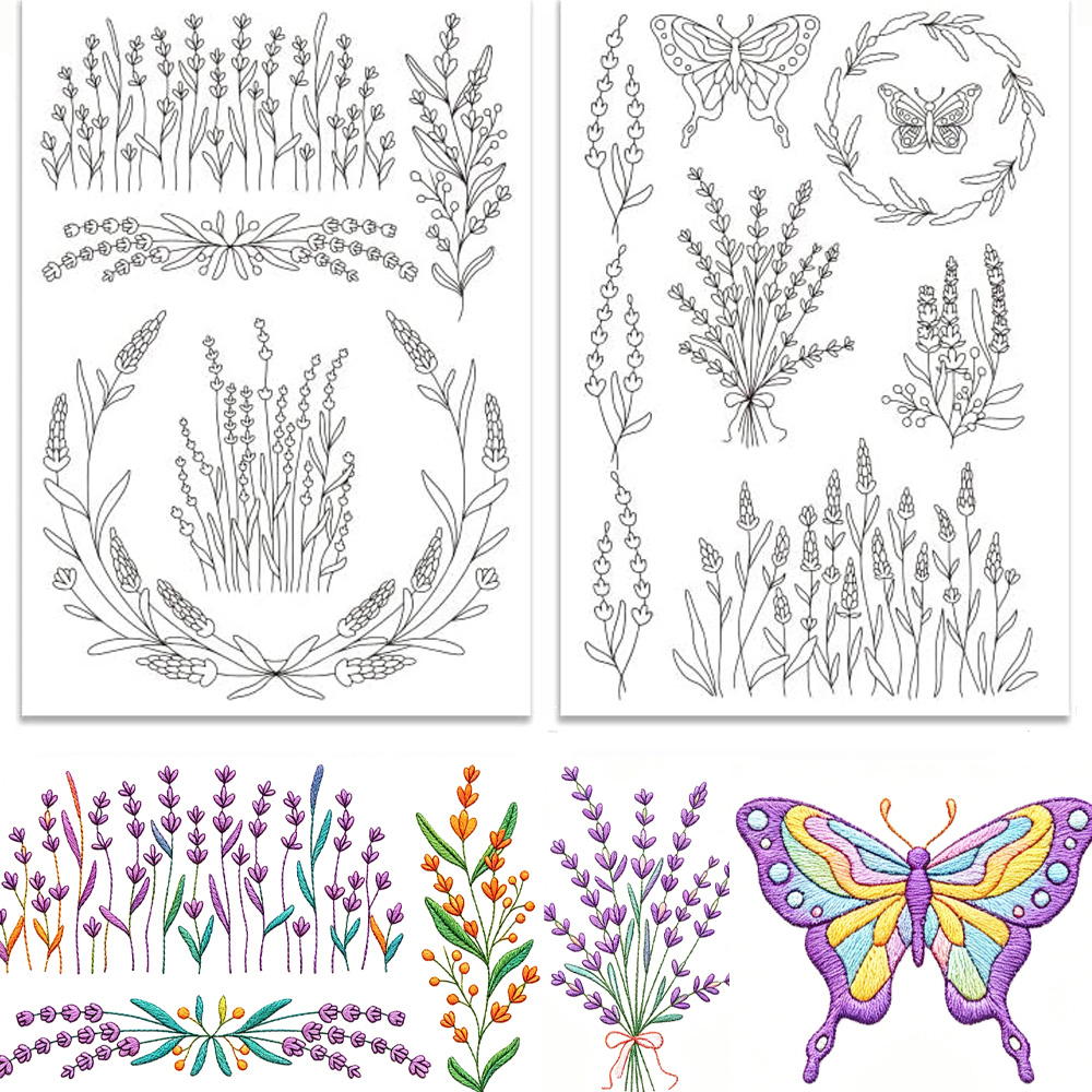 Lavender Flower Butterfly Wate - Embroidery Meaning ulasan dan harga