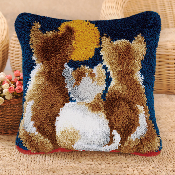 Cat Series Latch Hook Kit Mats - Printed Embroidery Kit ulasan dan harga
