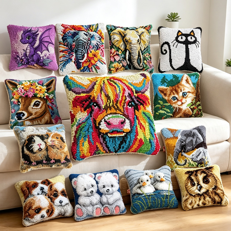 Dog Cat Dinosaur Cow Animal La - Printed Embroidery Kit ulasan dan harga