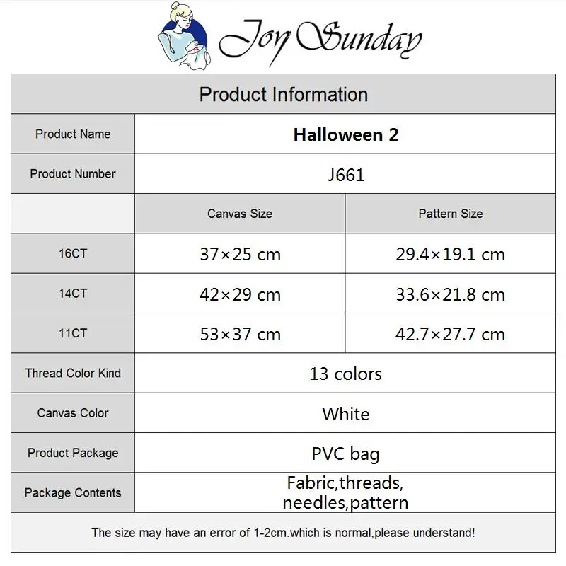 Joy Sunday Halloween Pre-Print - Printed Embroidery Kit ulasan dan harga