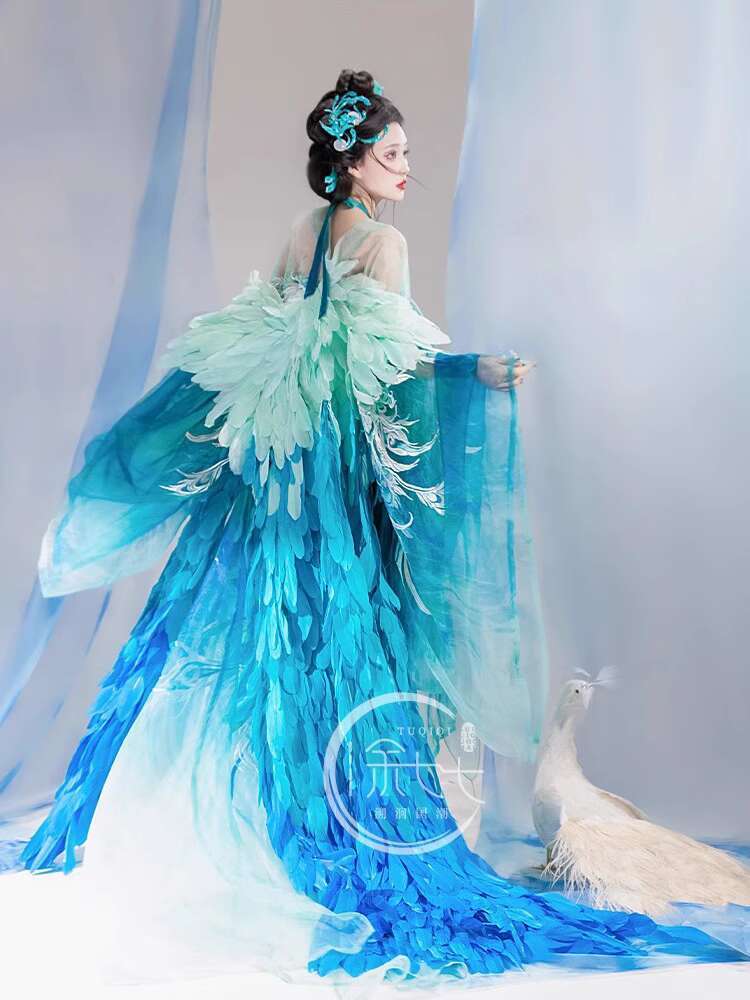 New Peacock Hanfu Womens fashi - Embroidery Shirt ulasan dan harga