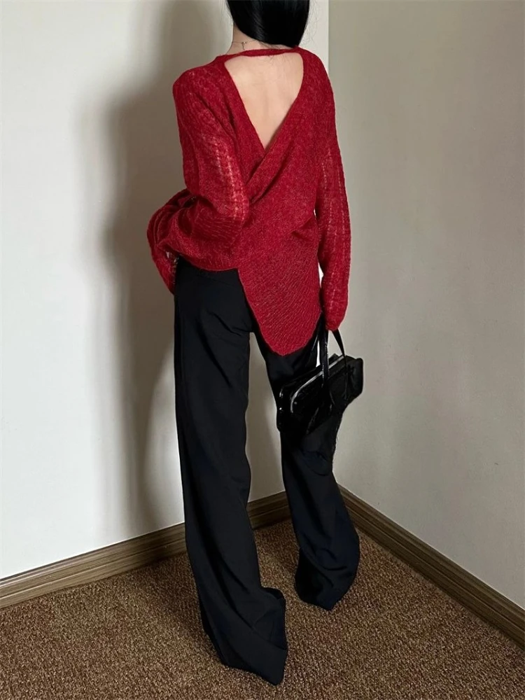 Y2K See-Through Knitted Women' - Embroidery Shirt ulasan dan harga