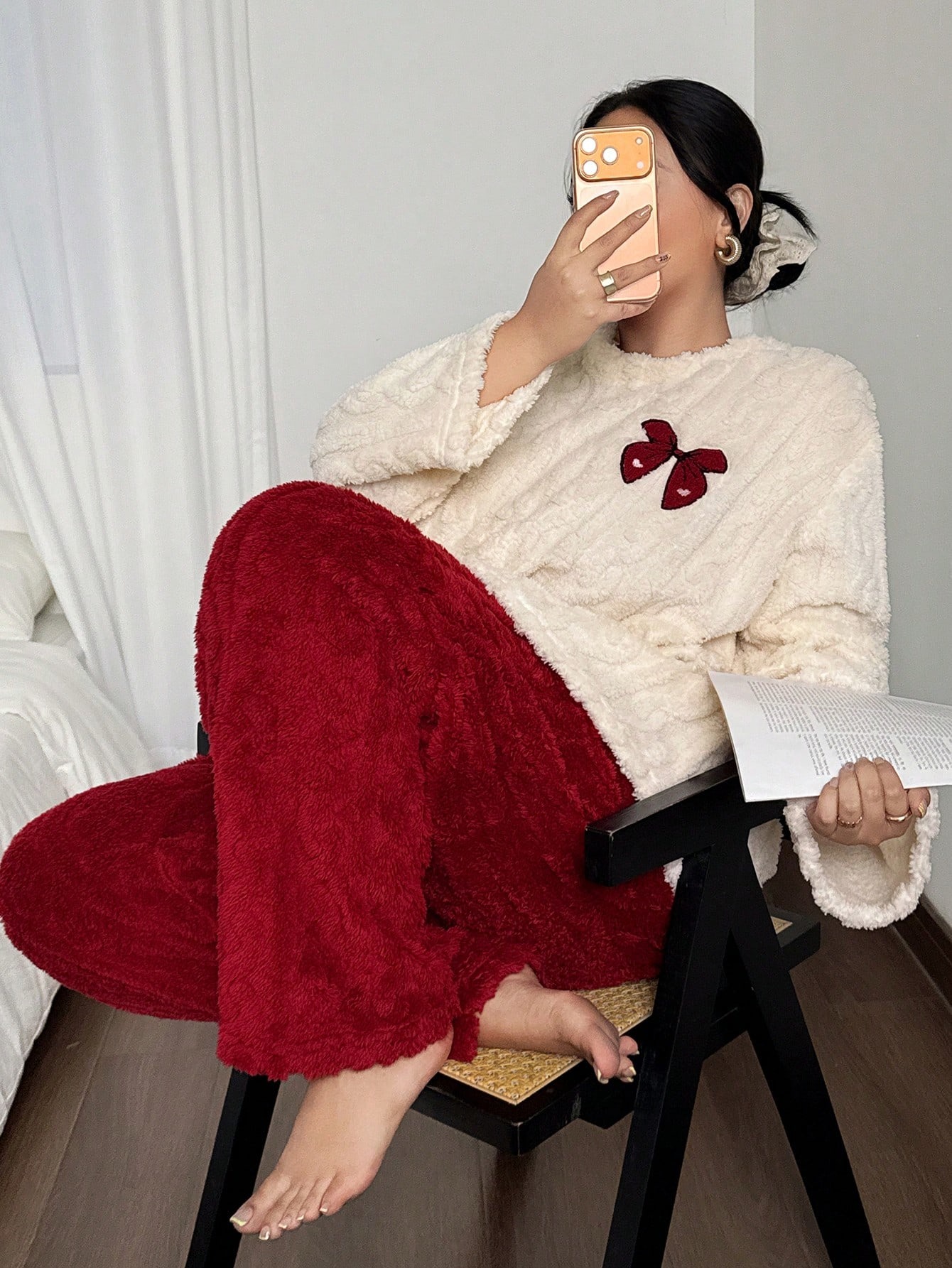 Plus Size 1XL-5XL Women Autumn - Embroidery Red ulasan dan harga