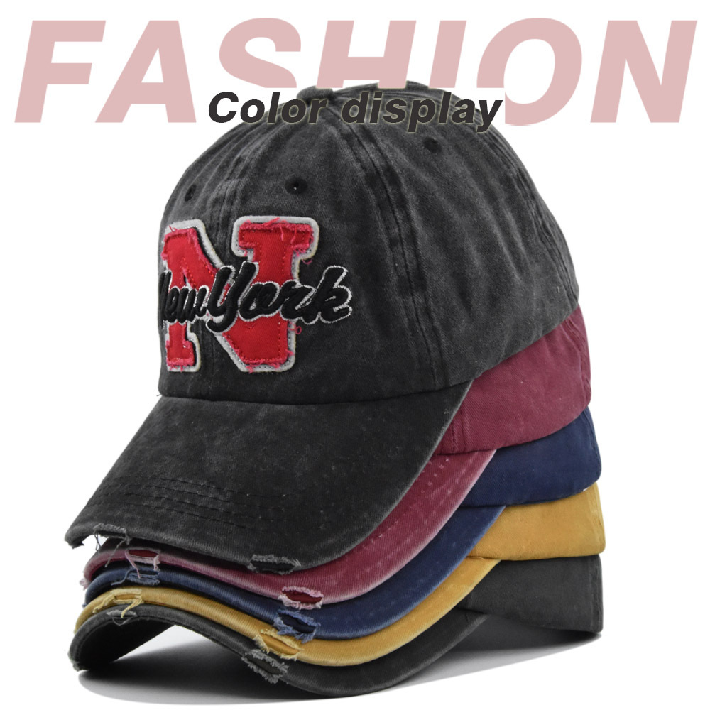 Vintage Washed  Baseball Cap F - Embroidery Letter N ulasan dan harga